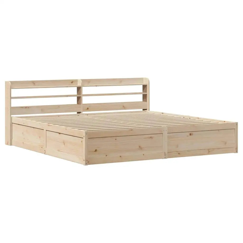 Super King Size Bed Frame with Headboard - 180x200 cm Solid Pine Wood Construction