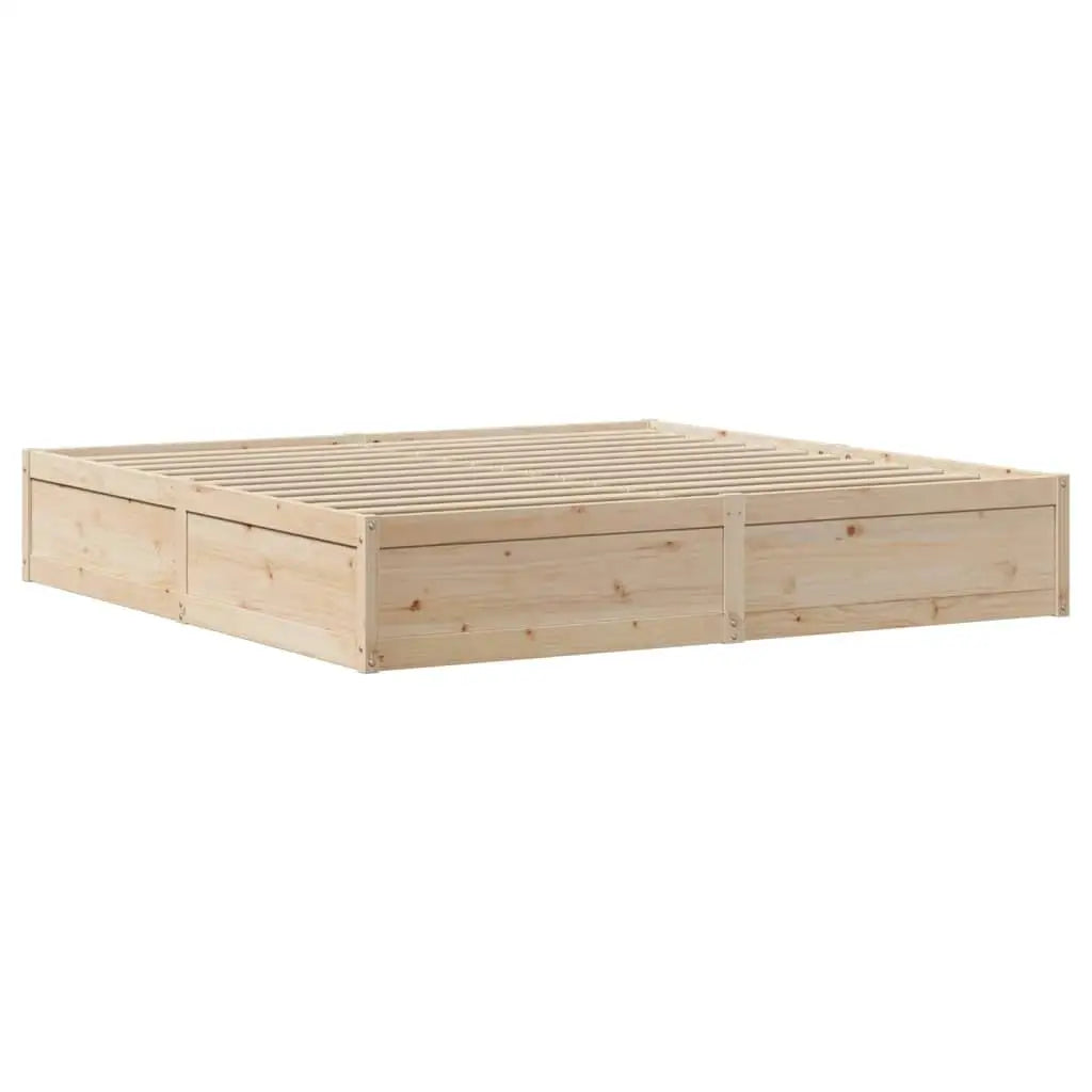 Super King Size Bed Frame with Headboard - 180x200 cm Solid Pine Wood Construction