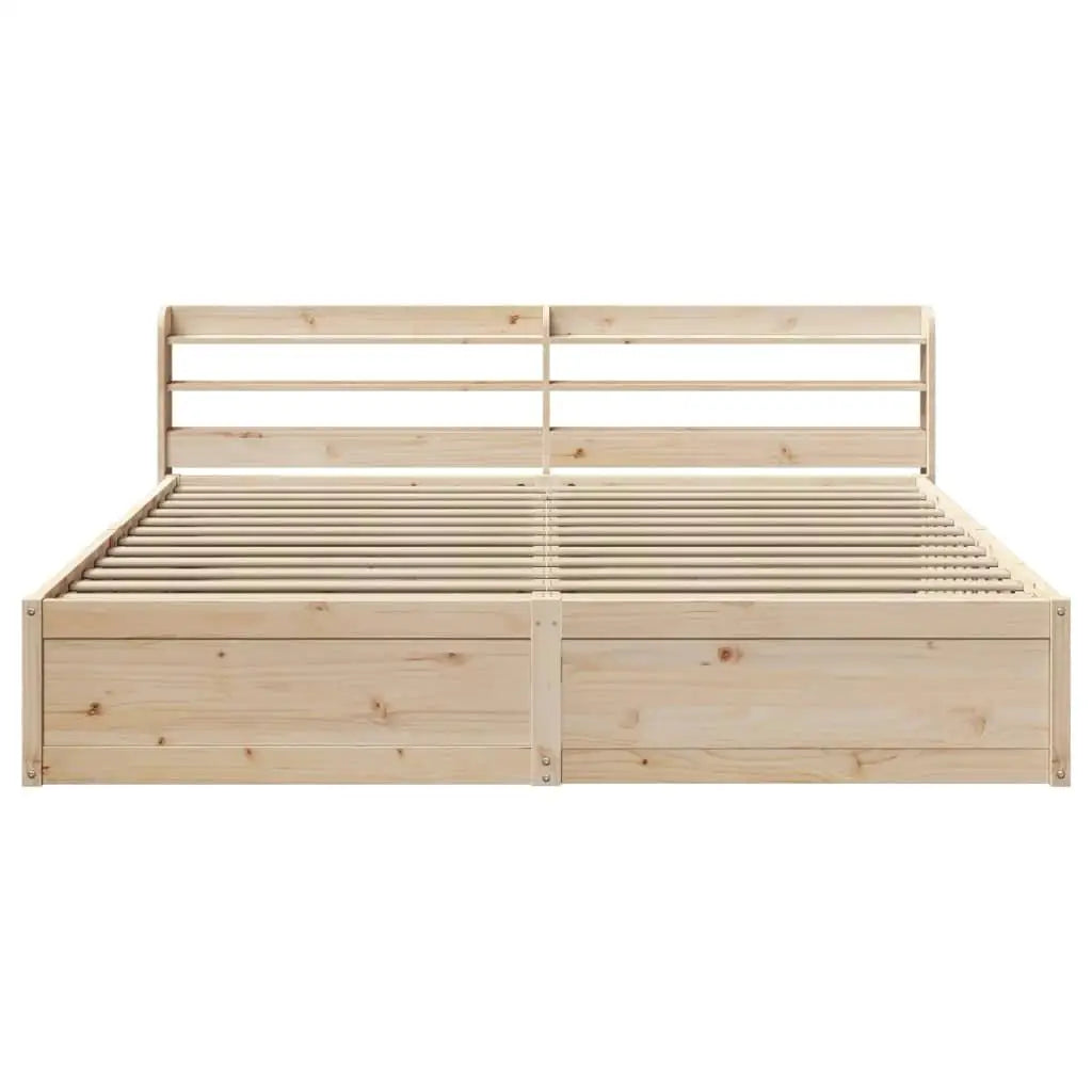 Super King Size Bed Frame with Headboard - 180x200 cm Solid Pine Wood Construction